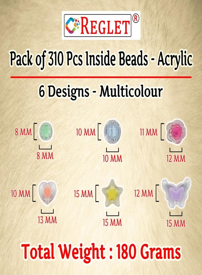 REGLET 310 Pcs Multicolour Inside Crystal Beads for Jewellery Making Kit, Beads for Bracelet Making Kit, Beading, Pearls for Craft, Beadwork, Crafting, Embroidery, DIY Bead Craft - 6 Designs, 180g - Image 3